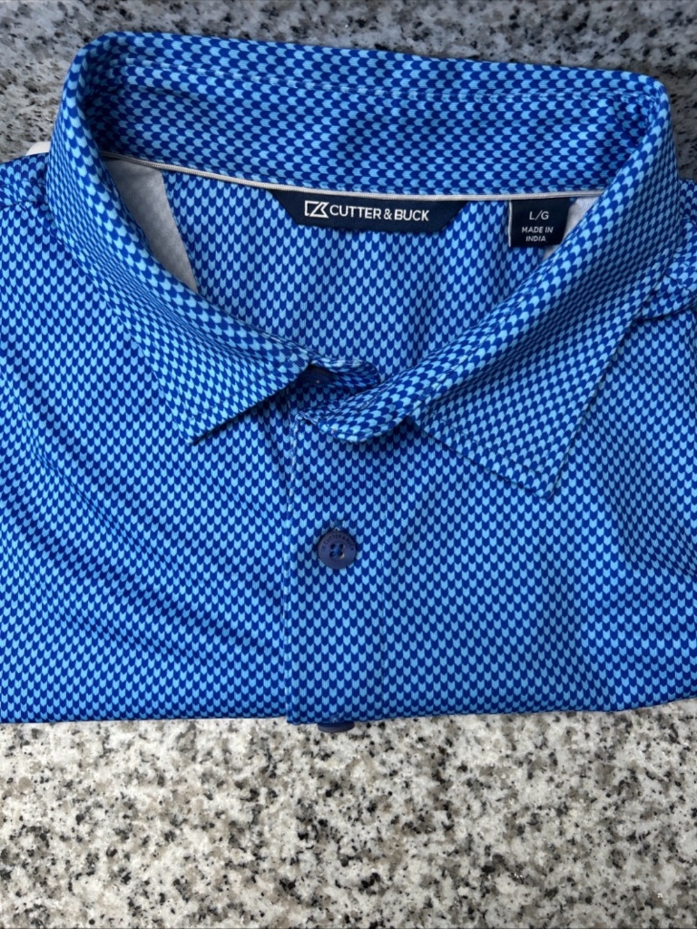 Cutter & Buck Men’s L Pike Mini Pennant Print Polo Shirt Stretch